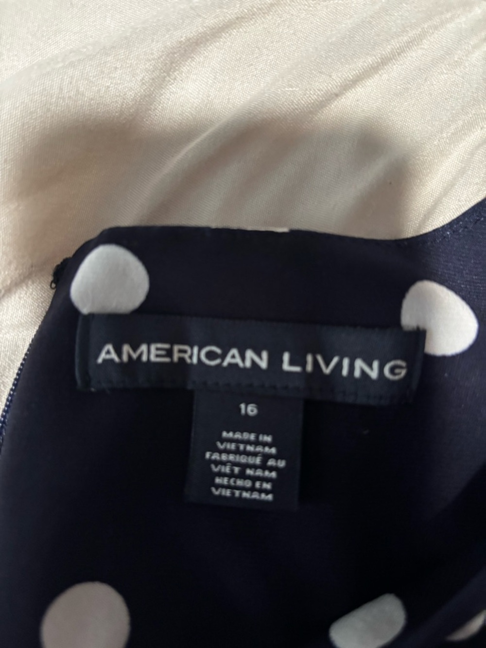 American Living Blue & White Polka Dot Midi Dress SZ 16 capsule minimal classic - Picture 3 of 5